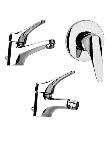 Set Rubinetti Piralla per lavabo e bidet con scarico automatico e doccia incasso serie Ariel cromato - Climaway