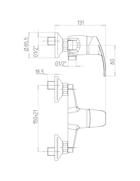 Miscelatore Piralla esterno per doccia serie Ofelia 0FE00028A22 cromato - Climaway