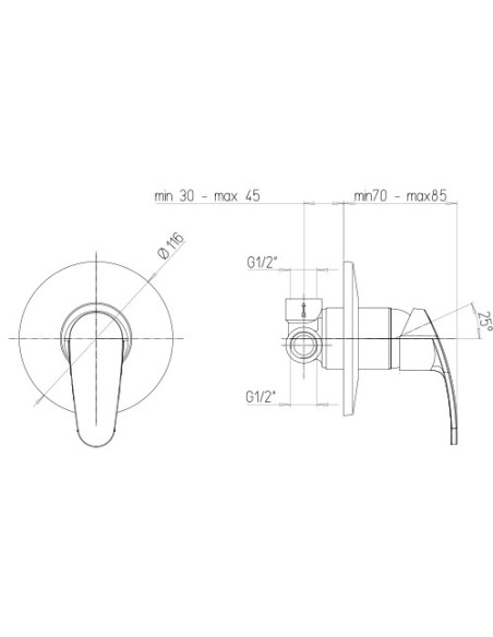 Miscelatore Piralla incasso per doccia serie Ofelia 0FE00410A22 cromato - Climaway