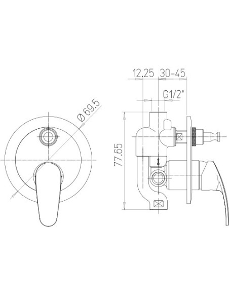 Miscelatore Piralla incasso per doccia serie Ofelia con deviatore 0FE00400A22 cromato - Climaway