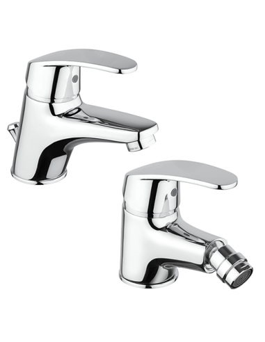 Set Rubinetti Piralla per lavabo e bidet con scarico automatico serie Ofelia cromato - Climaway