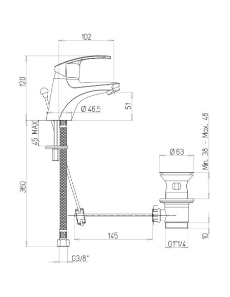 Set Rubinetti Piralla per lavabo e bidet con scarico automatico e doccia esterno serie Ofelia cromato - Climaway