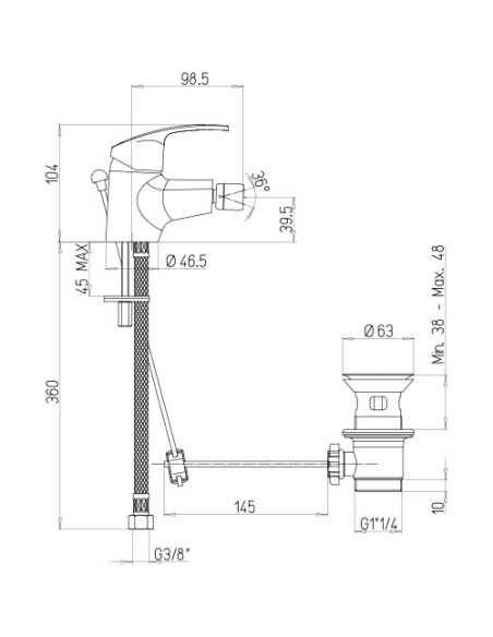 Set Rubinetti Piralla per lavabo e bidet con scarico automatico e vasca serie Ofelia cromato - Climaway