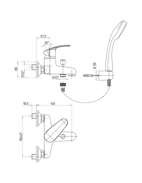 Set Rubinetti Piralla per lavabo e bidet con scarico automatico e vasca serie Ofelia cromato - Climaway