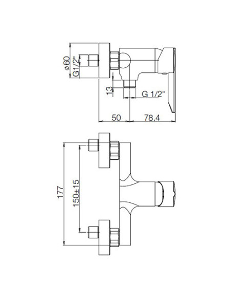 Miscelatore Piralla esterno per doccia serie Serena 0SE00028A16 cromato - Climaway