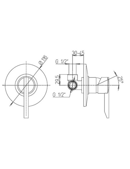 Miscelatore Piralla incasso per doccia serie Serena 0SE00410A16 cromato - Climaway