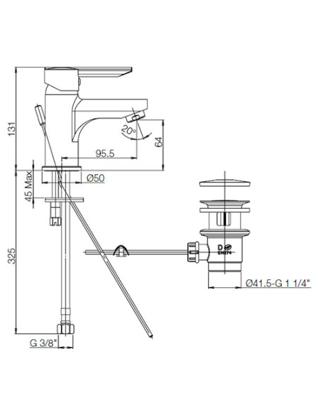 Set Rubinetti Piralla per lavabo e bidet con scarico automatico serie Serena cromato - Climaway