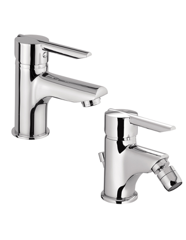 Set Rubinetti Piralla per lavabo e bidet con scarico automatico serie Serena cromato - Climaway