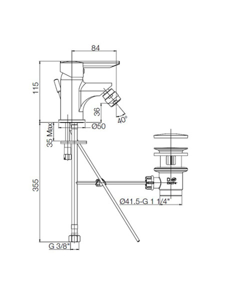 Set Rubinetti Piralla per lavabo e bidet con scarico automatico e doccia esterno serie Serena cromato - Climaway