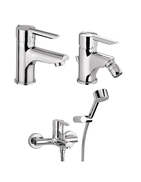 Set Rubinetti Piralla per lavabo e bidet con scarico automatico e vasca serie Serena cromato - Climaway