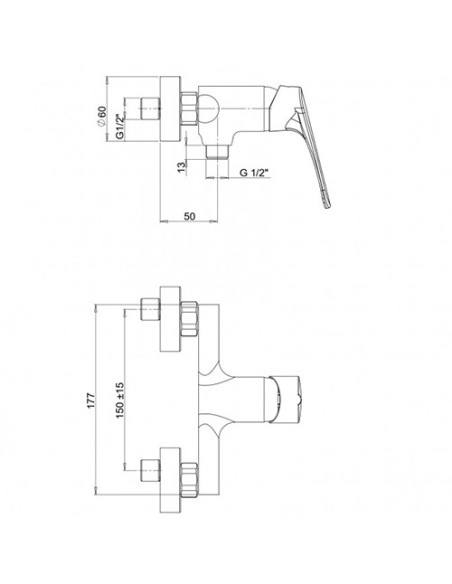 Miscelatore Piralla esterno per doccia serie Attila 0AT00028A22 cromato - Climaway