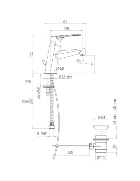 Set Rubinetti Piralla per lavabo e bidet con scarico automatico serie Attila cromato - Climaway