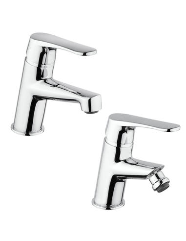 Set Rubinetti Piralla per lavabo e bidet con scarico automatico serie Attila cromato - Climaway