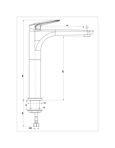 Rubinetto Miscelatore monoforo per lavabo alto serie Lago Piralla con scarico automatico 0LG00488A22 cromato - Climaway