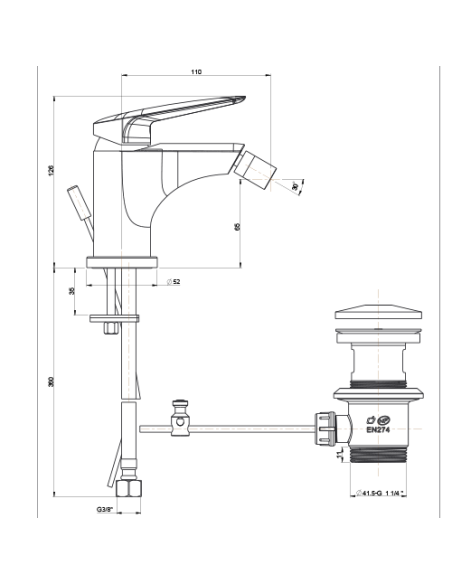 Rubinetto Miscelatore monoforo per bidet serie Lago Piralla con scarico automatico 0LG00094A22 cromato - Climaway