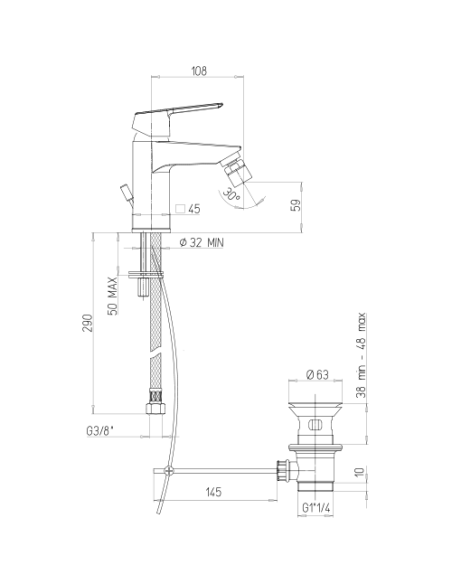 Rubinetto Miscelatore monoforo per bidet serie Iceberg Piralla con scarico automatico 0IC00094A22 cromato - Climaway