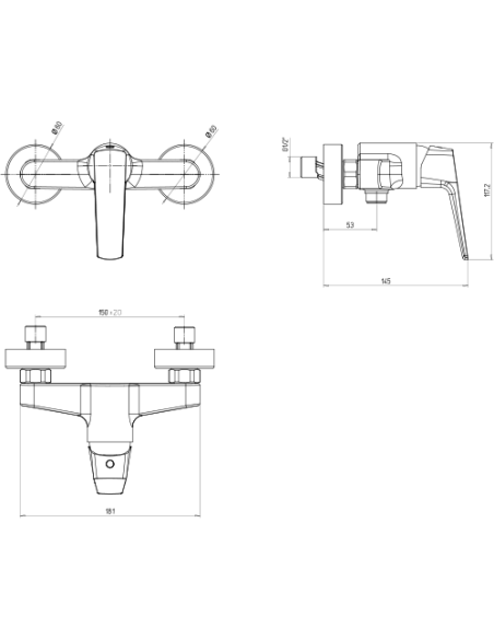 Miscelatore Piralla esterno per doccia serie Iceberg 0IC00028A22 cromato - Climaway