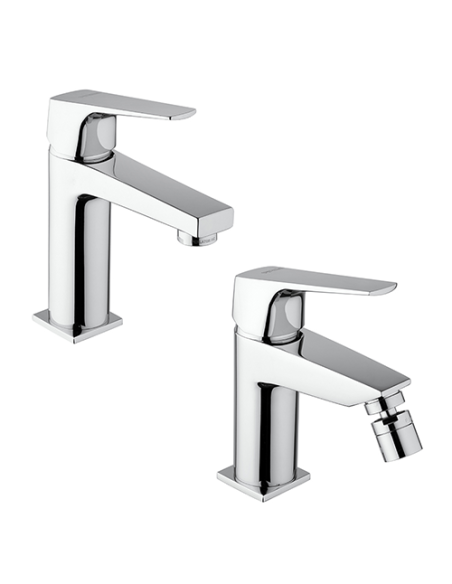 Set Rubinetti Piralla per lavabo e bidet con scarico automatico serie Iceberg cromato - Climaway