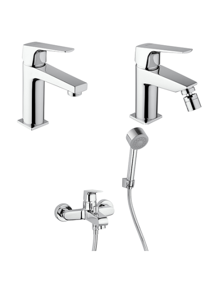 Set Rubinetti Piralla per lavabo e bidet con scarico automatico e vasca serie Iceberg cromato - Climaway