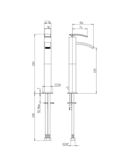 Rubinetto Miscelatore monoforo per lavabo alto serie Glint Jacuzzi senza scarico 0IQ00493JA00 cromato - Climaway