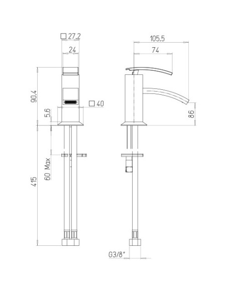 Rubinetto Miscelatore monoforo per bidet serie Glint Jacuzzi senza scarico 0IQ00092JA00 cromato - Climaway