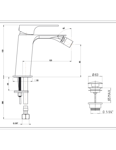 Rubinetto Miscelatore monoforo per bidet serie Artic Piralla con scarico automatico 0AC00094A22 cromato - Climaway