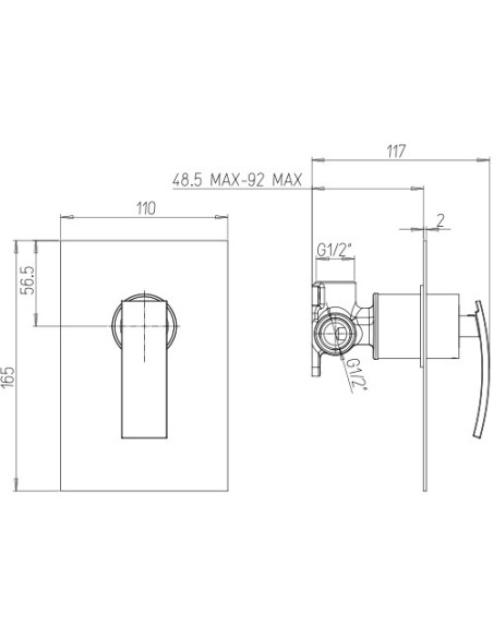 Miscelatore Jacuzzi incasso ad 1 uscita per doccia serie Glint 0IQ00410JA00 cromato - Climaway