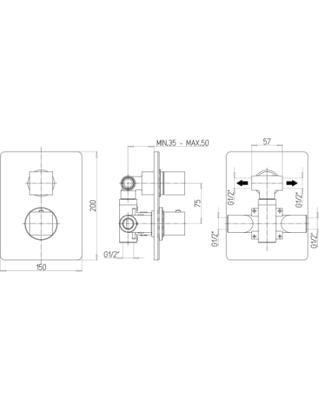 Miscelatore Piralla incasso per doccia serie Artic con deviatore 0AC00400A23 cromato - Climaway