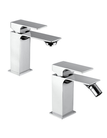 Set Rubinetti Piralla per lavabo e bidet con scarico automatico serie Artic cromato - Climaway