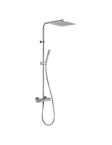 Colonna doccia Jacuzzi Glint con miscelatore termostatico con tubo tondo deviatore e supporto doccia con flessibile grigio 0I...