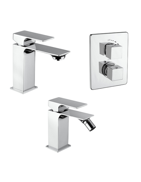 Set Rubinetti Piralla per lavabo e bidet con scarico automatico e doccia incasso serie Artic cromato - Climaway