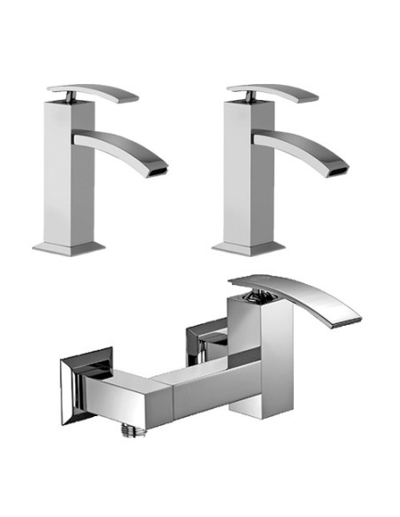 Set Rubinetti Jacuzzi per lavabo e bidet senza scarico e doccia esterno serie Glint cromato - Climaway