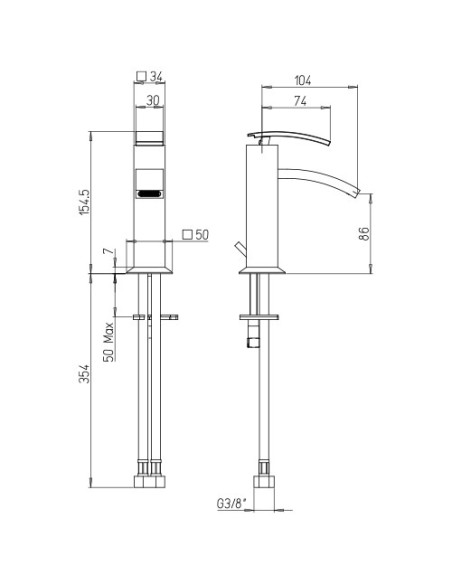 Set Rubinetti Jacuzzi per lavabo e bidet senza scarico e vasca serie Glint cromato - Climaway