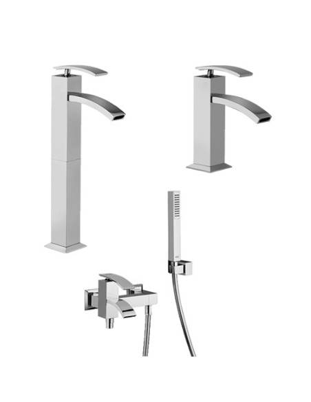 Set Rubinetti Jacuzzi per lavabo alto e bidet senza scarico e vasca serie Glint cromato - Climaway