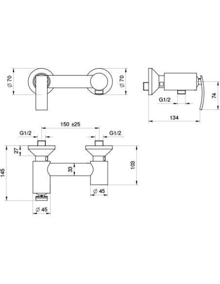 Miscelatore Jacuzzi esterno per doccia serie Ray 0IO00028JA00 cromato - Climaway