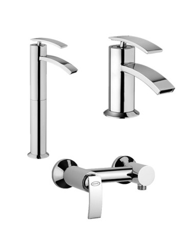 Set Rubinetti Jacuzzi per lavabo alto e bidet senza scarico e doccia esterno serie Ray cromato - Climaway