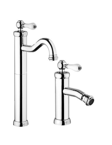 Set Rubinetti Jacuzzi per lavabo alto e bidet senza scarico serie Tosca cromato - Climaway