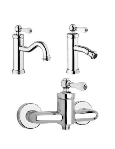 Set Rubinetti Jacuzzi per lavabo e bidet senza scarico e doccia esterno serie Tosca cromato - Climaway