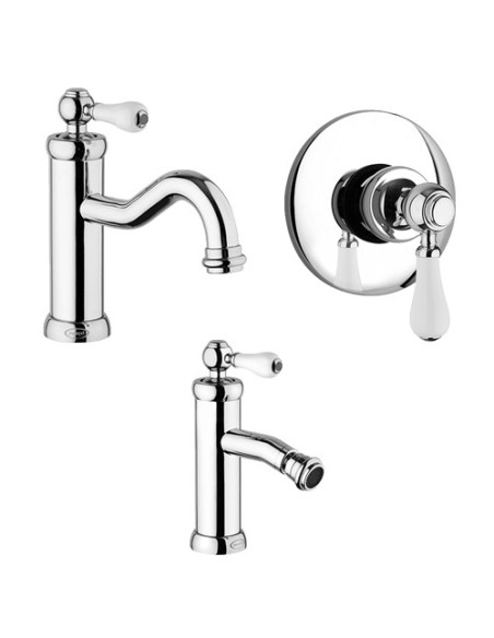 Set Rubinetti Jacuzzi per lavabo e bidet senza scarico e doccia incasso serie Tosca cromato - Climaway