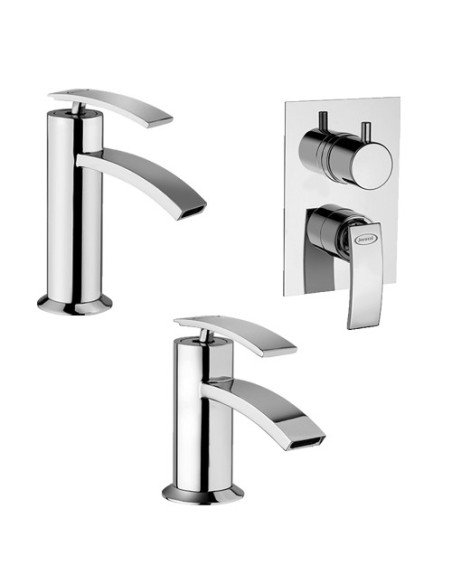 Set Rubinetti Jacuzzi per lavabo e bidet senza scarico e doccia incasso con deviatore serie Ray cromato - Climaway