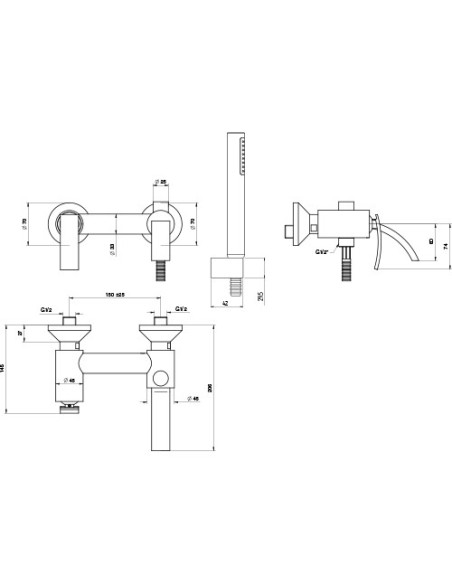 Set Rubinetti Jacuzzi per lavabo e bidet senza scarico e vasca serie Ray cromato - Climaway