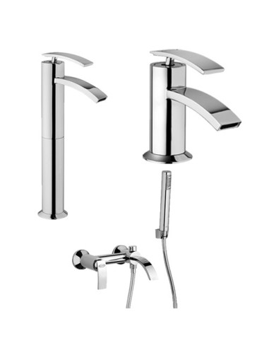 Set Rubinetti Jacuzzi per lavabo alto e bidet senza scarico e vasca serie Ray cromato - Climaway