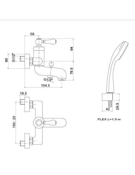 Set Rubinetti Jacuzzi per lavabo e bidet senza scarico e vasca serie Tosca cromato - Climaway