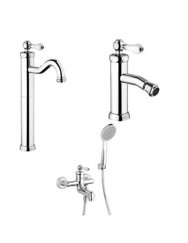 Set Rubinetti Jacuzzi per lavabo alto e bidet senza scarico e vasca serie Tosca cromato - Climaway