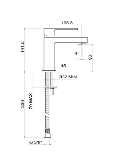 Rubinetto Miscelatore monoforo per lavabo serie Twinkle Jacuzzi senza scarico 0TW00086JA00 cromato - Climaway