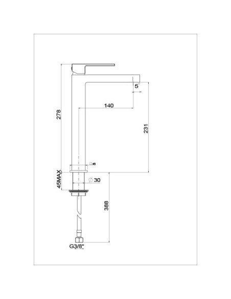 Rubinetto Miscelatore monoforo per lavabo alto serie Twinkle Jacuzzi senza scarico 0TW00493JA00 cromato - Climaway