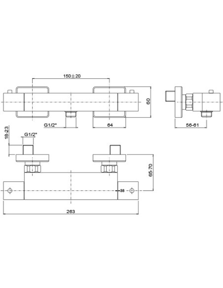 Gruppo esterno termostatico Jacuzzi per doccia serie Twinkle 0TW00028JA00 cromato - Climaway