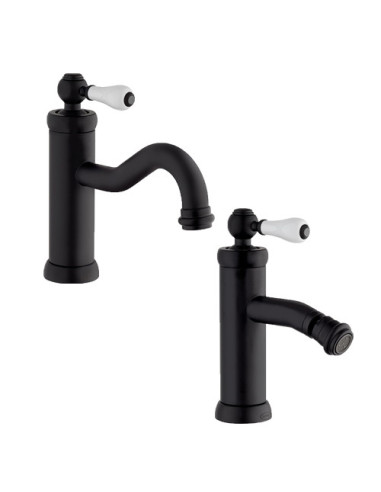 Set Rubinetti Jacuzzi per lavabo e bidet senza scarico serie Tosca YO nero opaco - Climaway