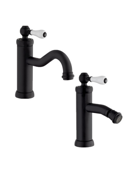 Set Rubinetti Jacuzzi per lavabo e bidet senza scarico serie Tosca YO nero opaco - Climaway