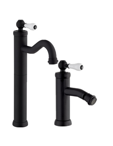 Set Rubinetti Jacuzzi per lavabo alto e bidet senza scarico serie Tosca YO nero opaco - Climaway